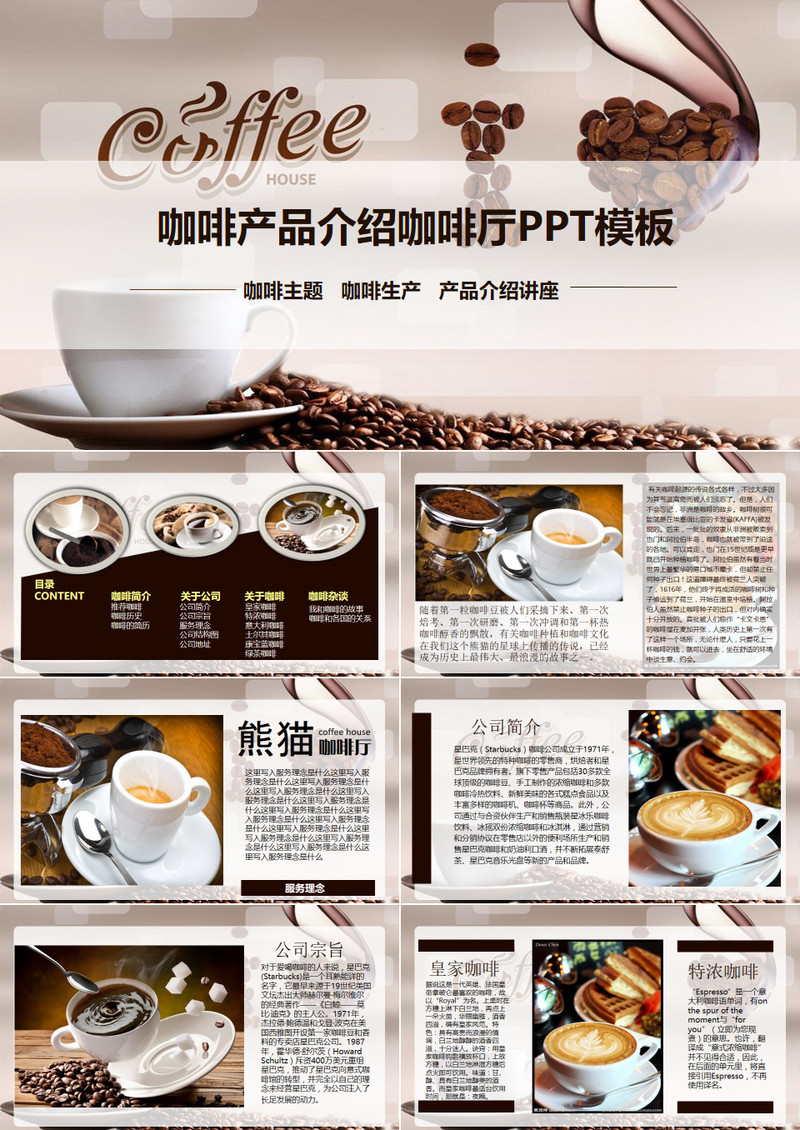 欧美风咖啡产品介绍咖啡主题文化推广PPT模板