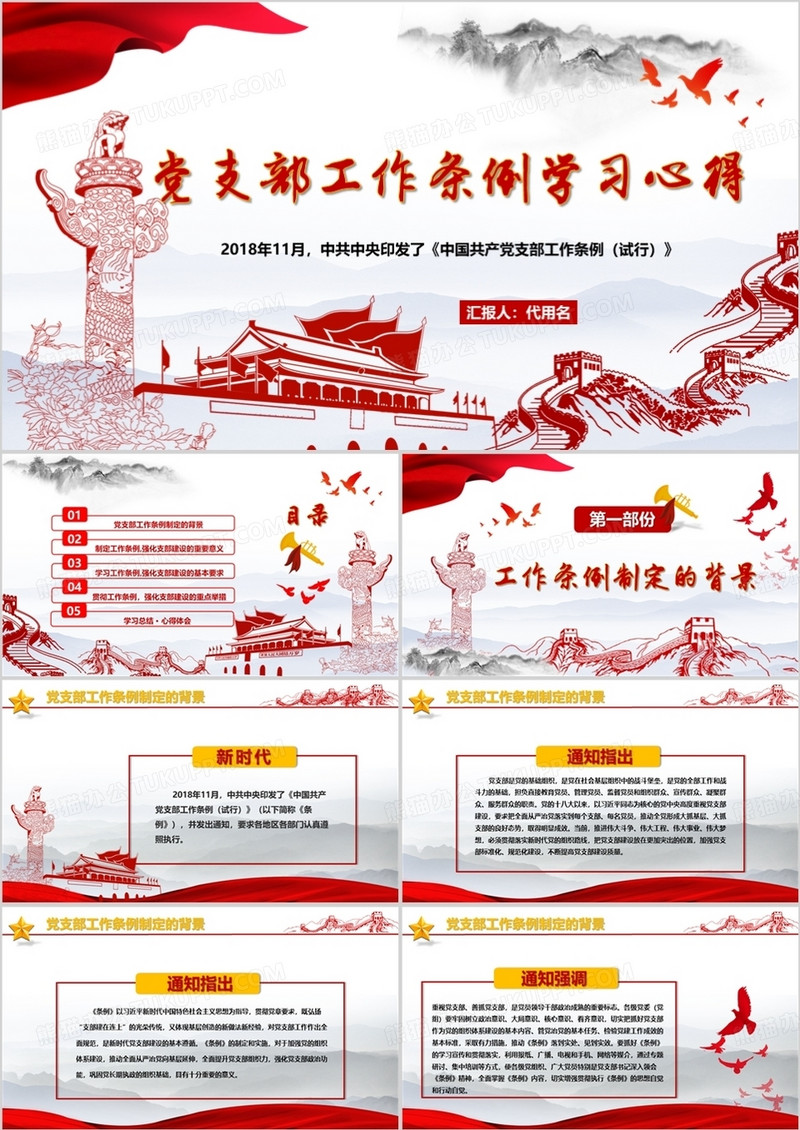 中国共产党党支部工作条例学习心得PPT模板