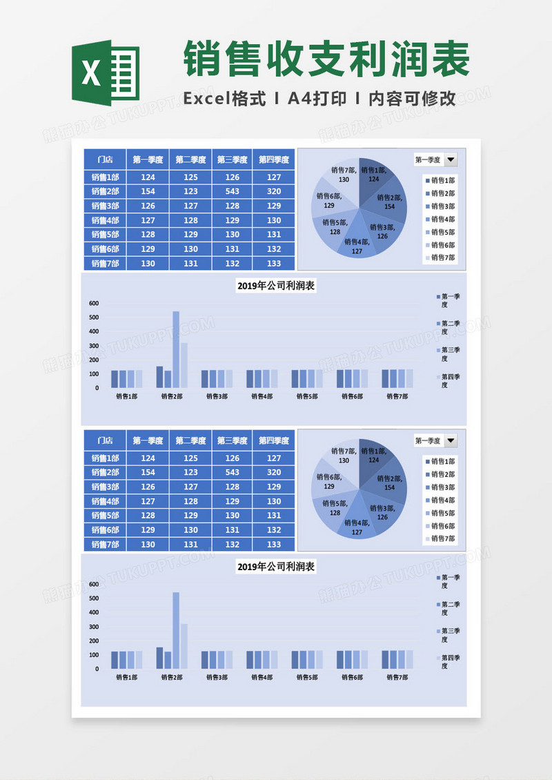 销售收支利润表（动态图表）Excel模板