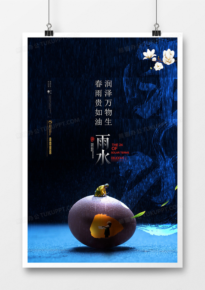 中国传统二十四节气之雨水海报