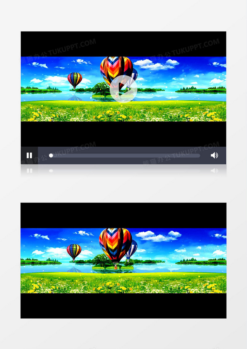 小清新蓝天下的热气球背景视频（有音乐）