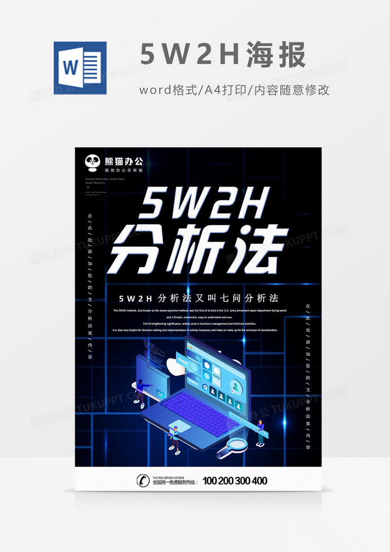 5W2H7问分析法word海报模板