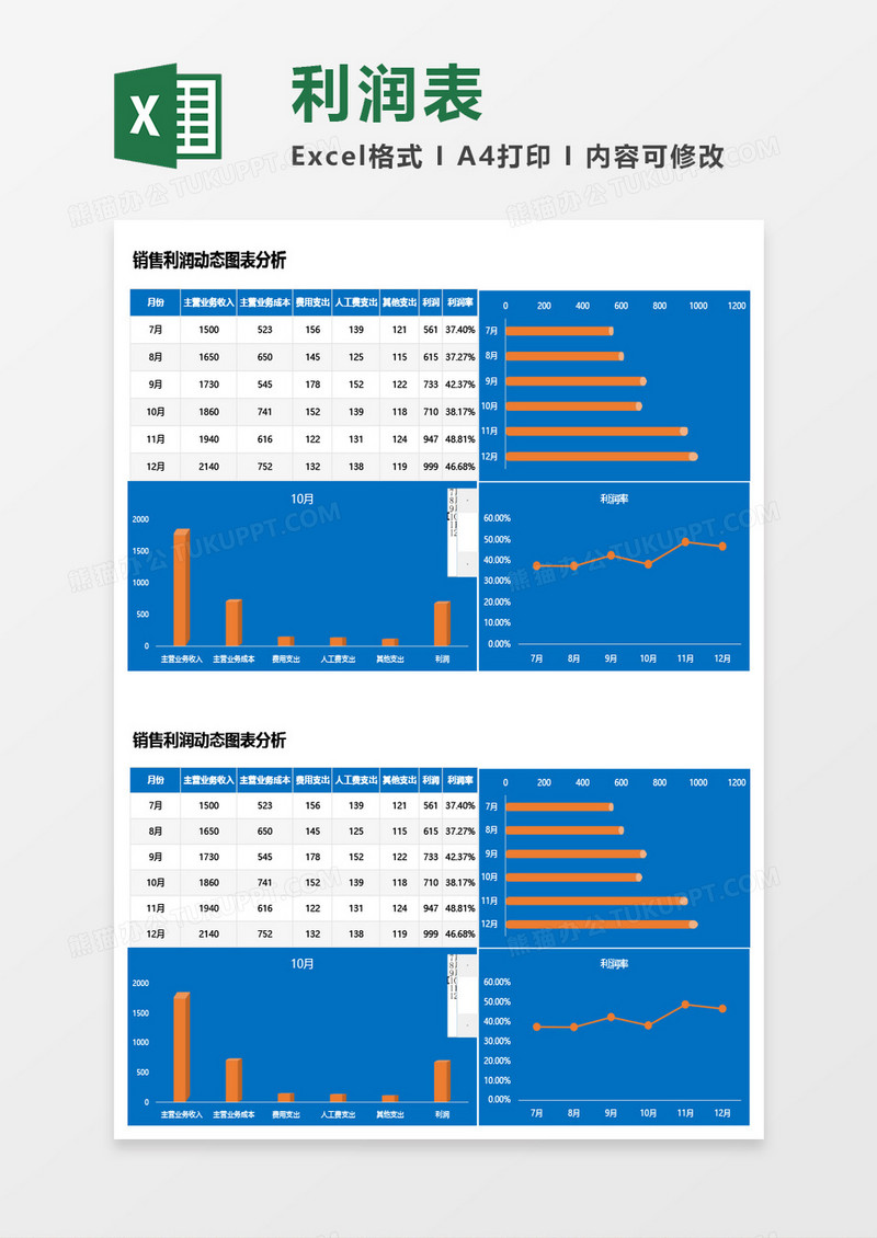 销售利润动态图表分析Excel模板