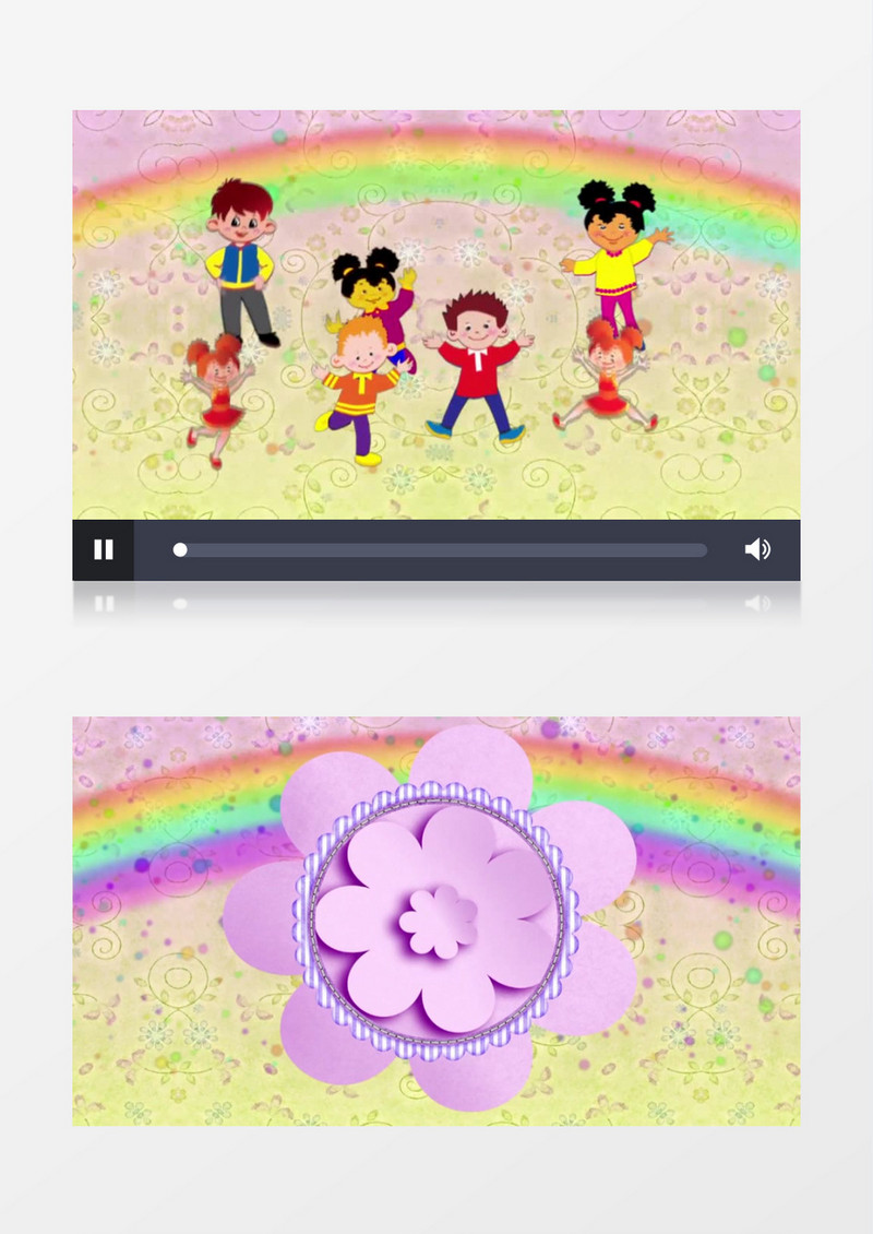 多彩童趣花朵梦幻彩虹有音乐背景视频