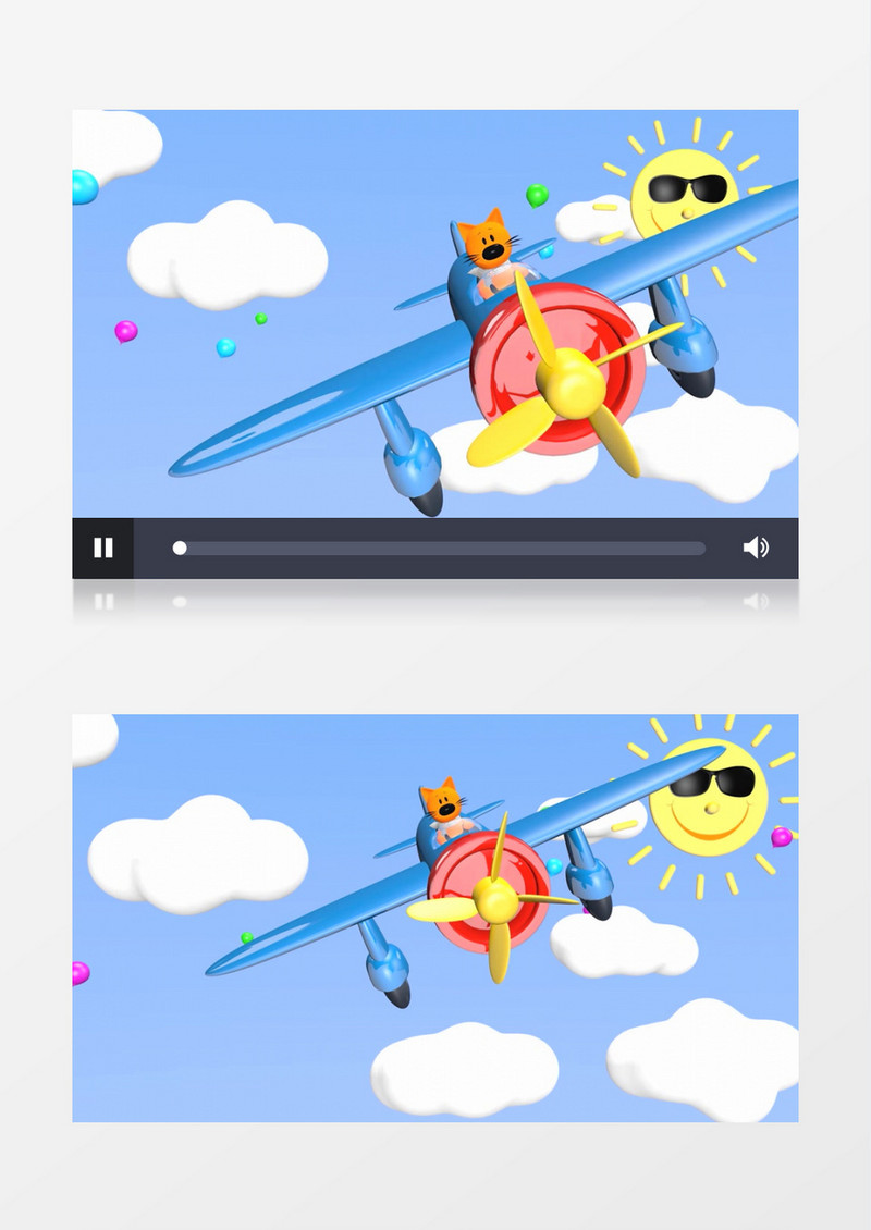 卡通熊开飞机背景视频（有音乐）