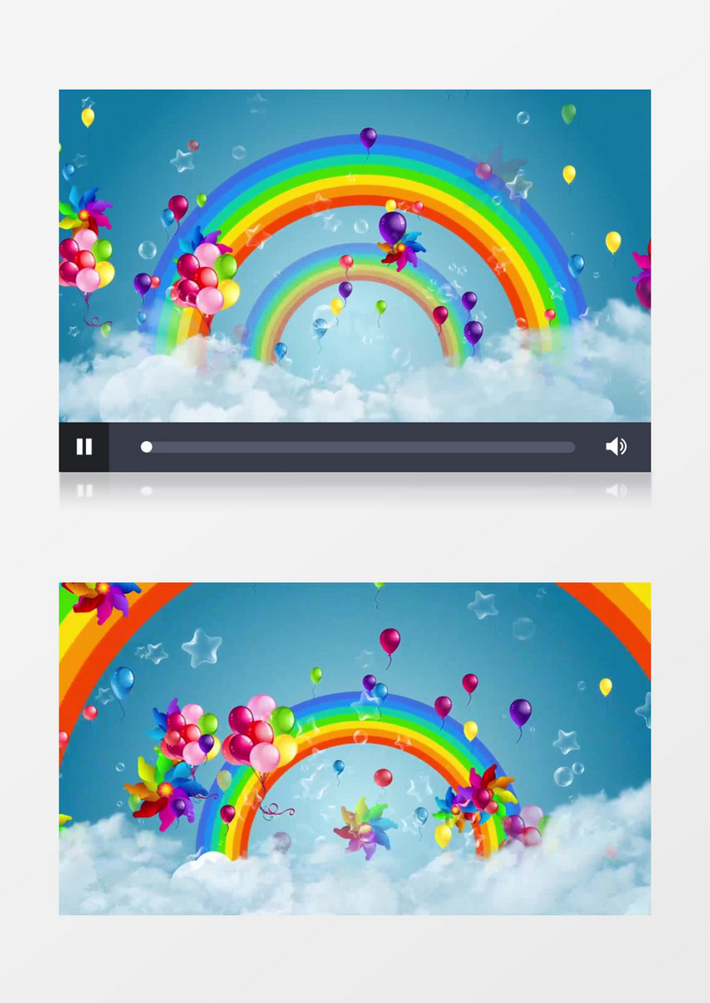 高清彩虹气球风车背景视频（有音乐）