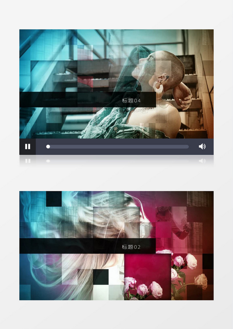 方块晶格效果图片标题展示ae视频模板