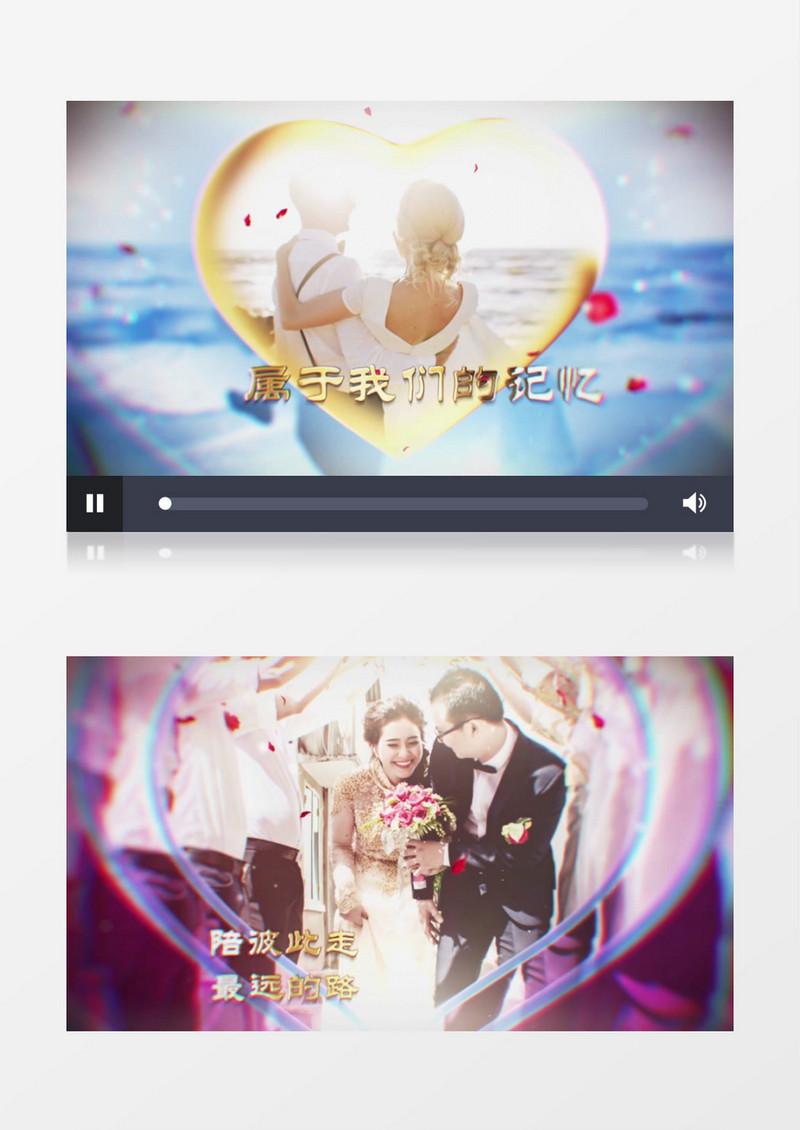 蓝色唯美玫瑰花瓣婚礼展示AE视频模板