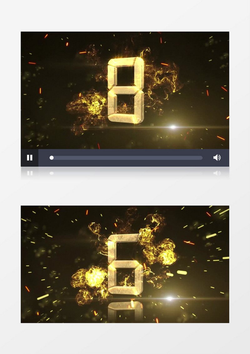 3D立体金色数字10秒倒计时视频素材
