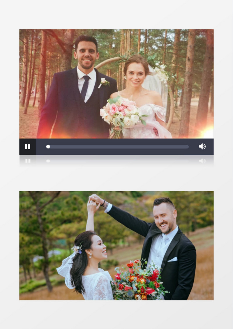 浪漫唯美婚礼幻灯片展示图片切换视频ae模板
