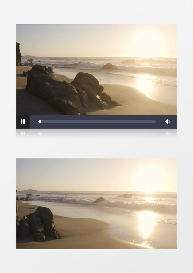 魅力海浪沙滩落日天际线移镜头航拍实拍视频