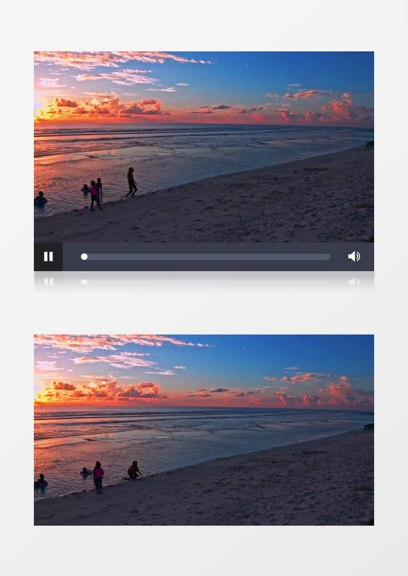 唯美黄昏海滩天际线展示实拍视频