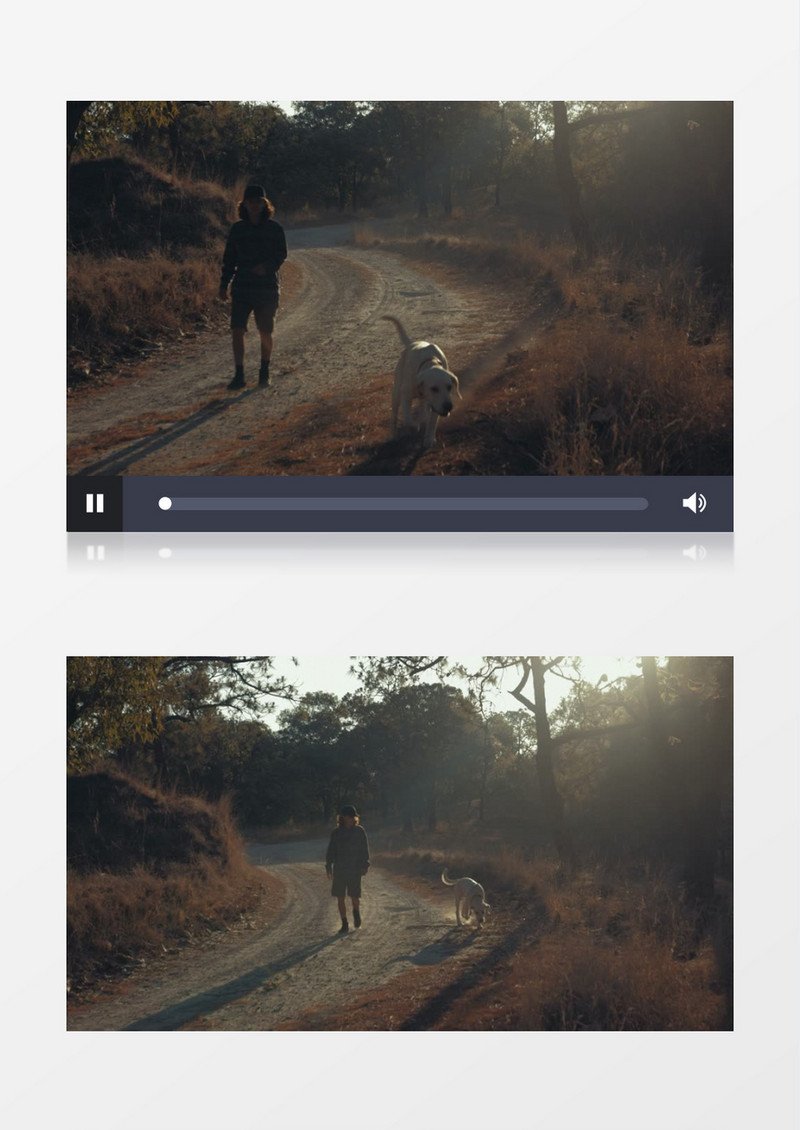 金发男子和他的狗在路上慢跑实拍视频素材
