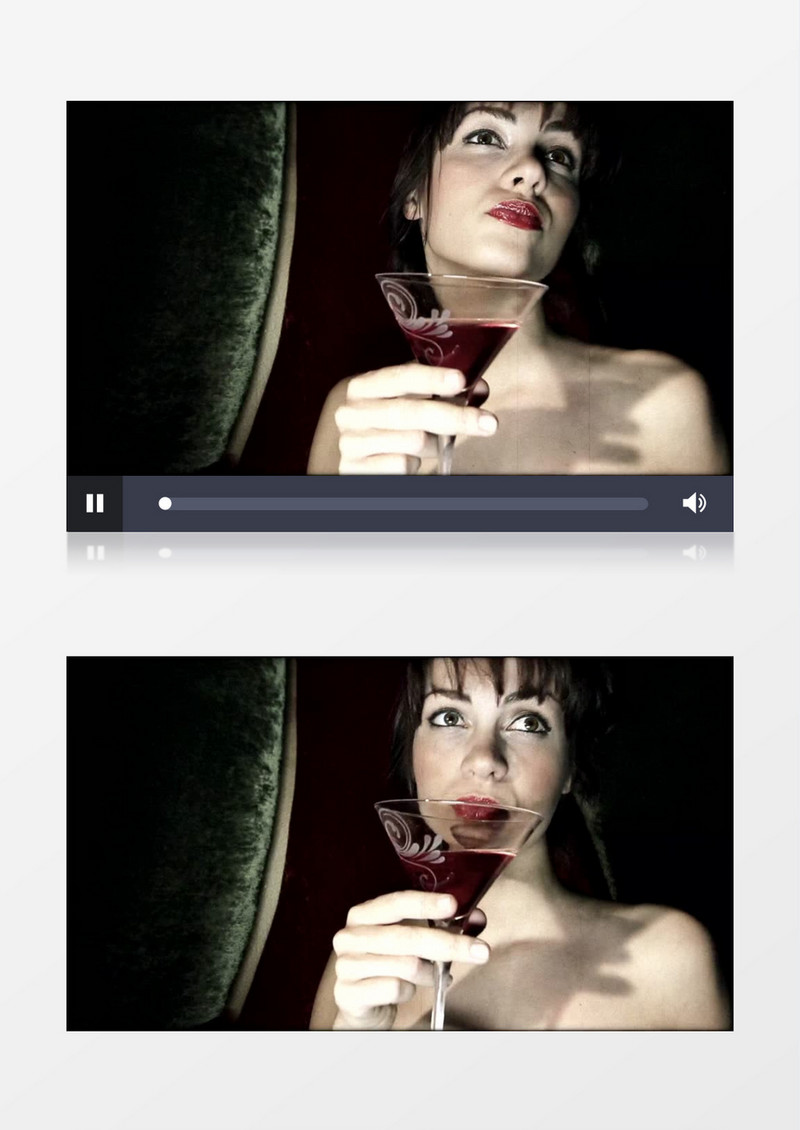 在喝红酒的时髦女人实拍视频素材