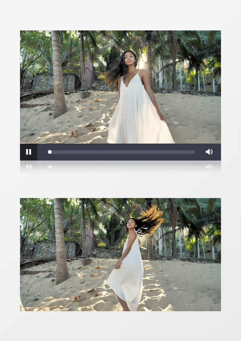 在海边沙滩上舞蹈的女人实拍视频素材