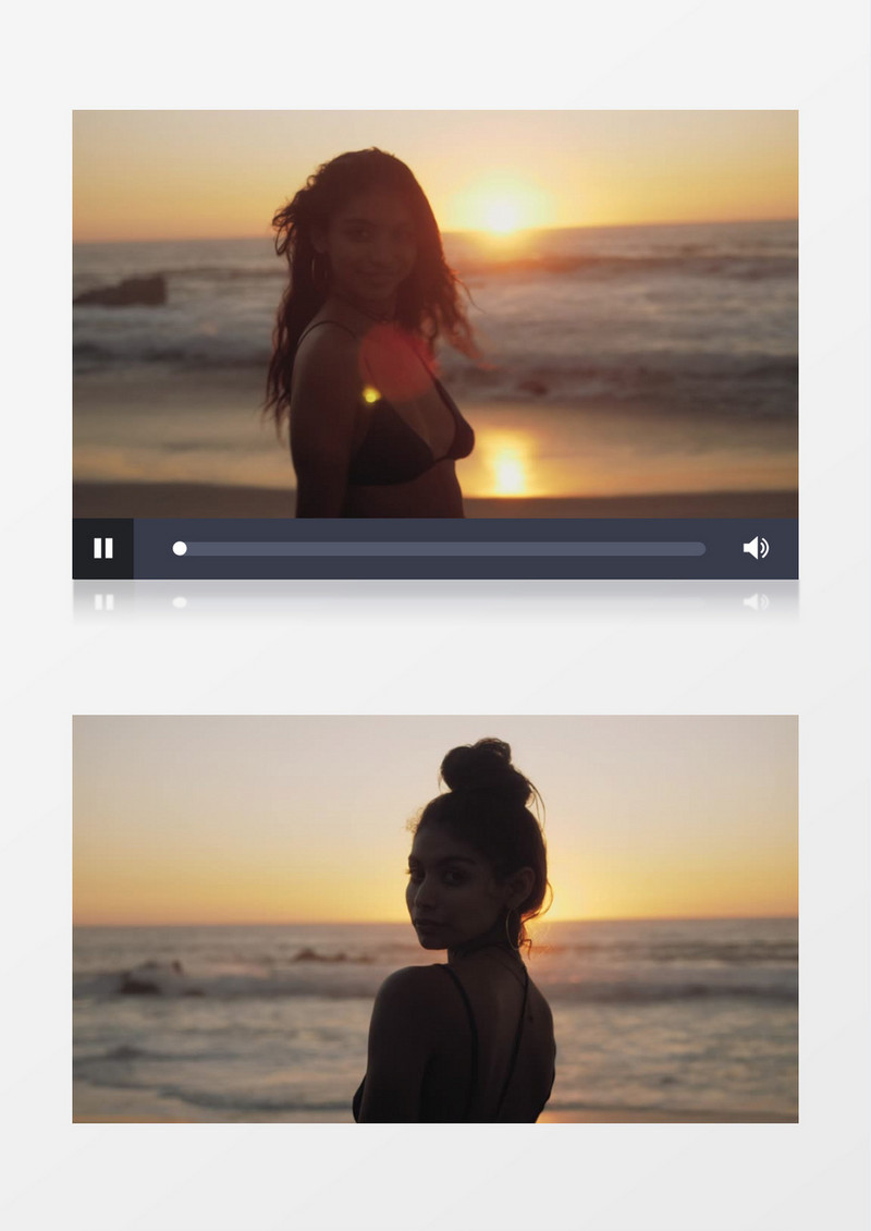  夕阳余晖下的美女放下扎起的头发实拍视频素材