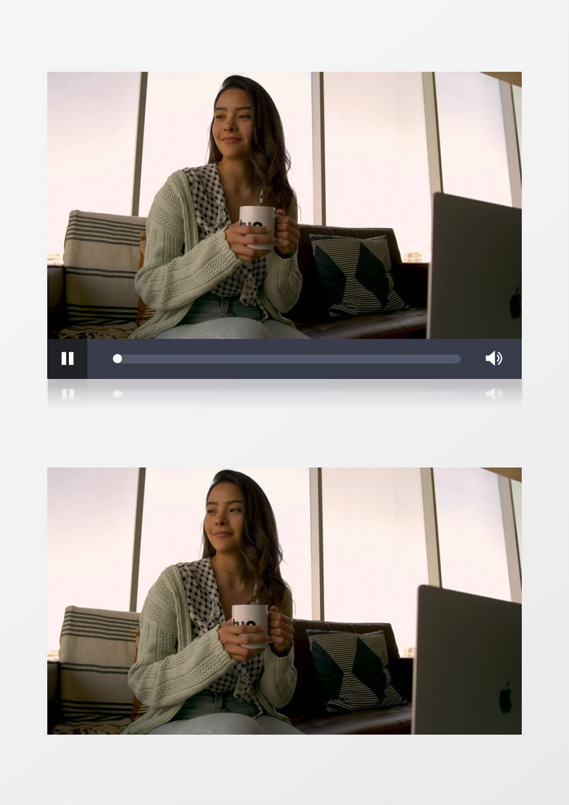 优雅气质的漂亮女孩在窗边喝咖啡实拍视频素材