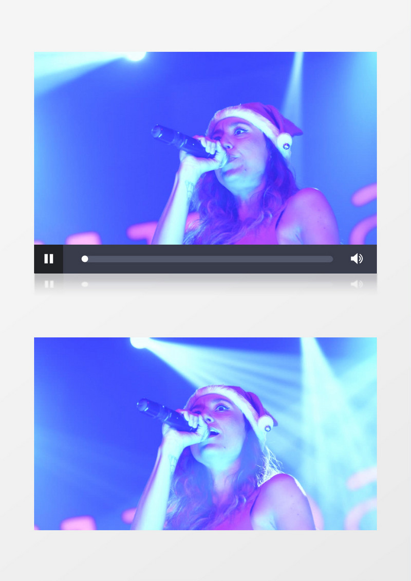 漂亮女孩在圣诞节晚会唱歌实拍视频素材