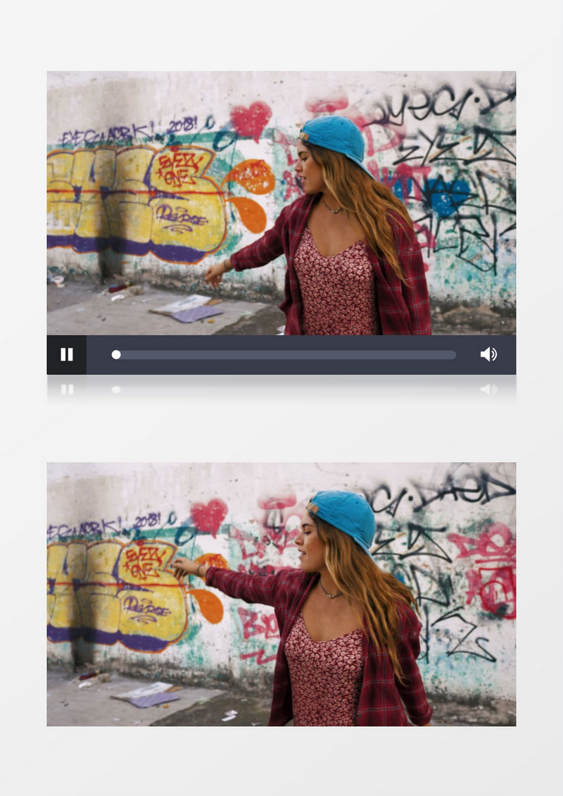 时尚的金发女孩在街头滑板实拍视频素材