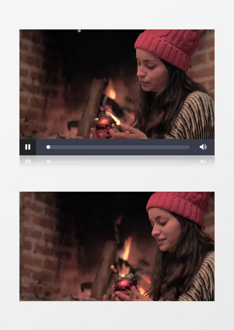 戴着毛线帽的女孩在装饰圣诞树实拍视频素材