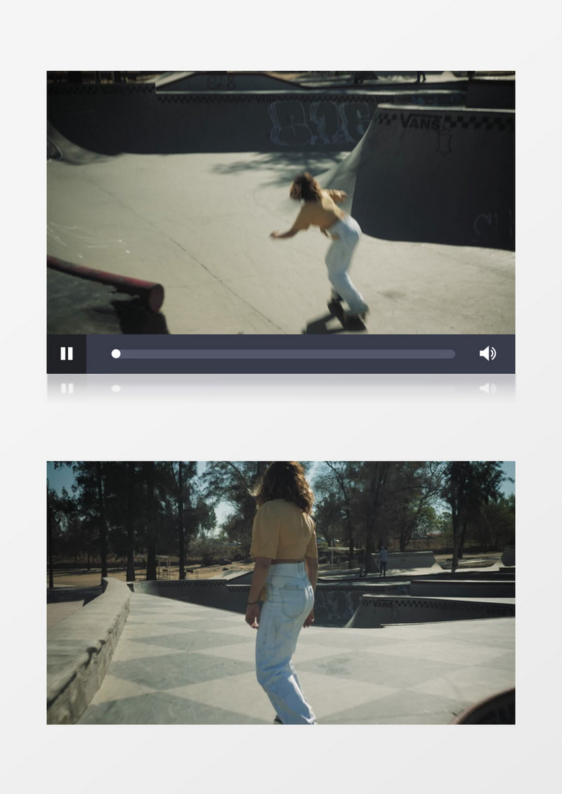 玩滑板的黄衣女人实拍视频素材