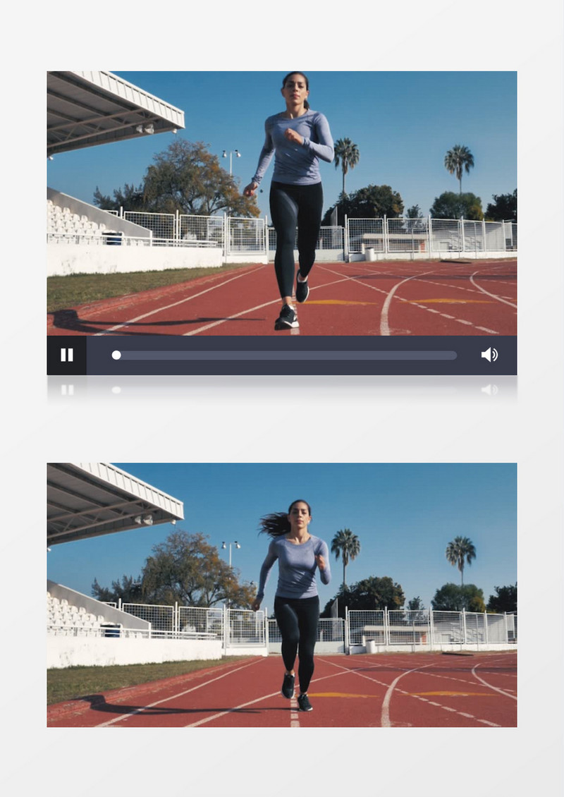 慢动作拍摄操场上跑步的女人实拍视频素材