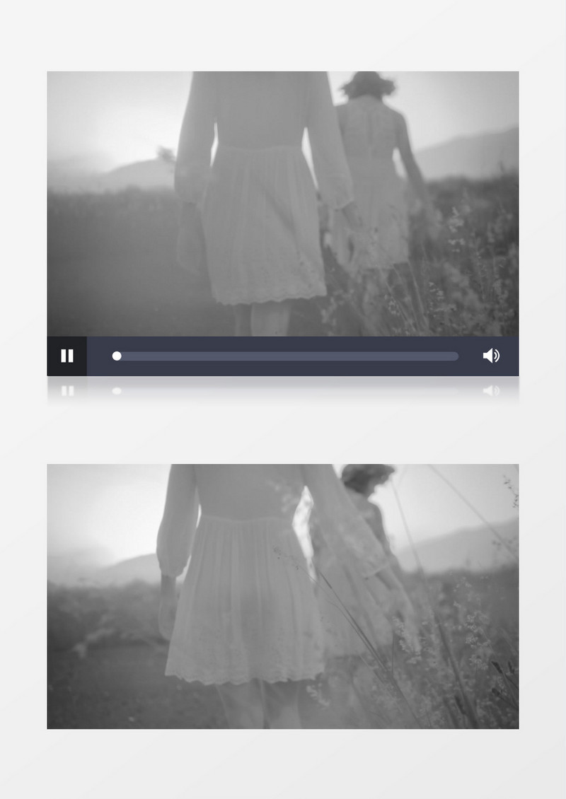 两个带花环的女人在野外行走实拍视频素材