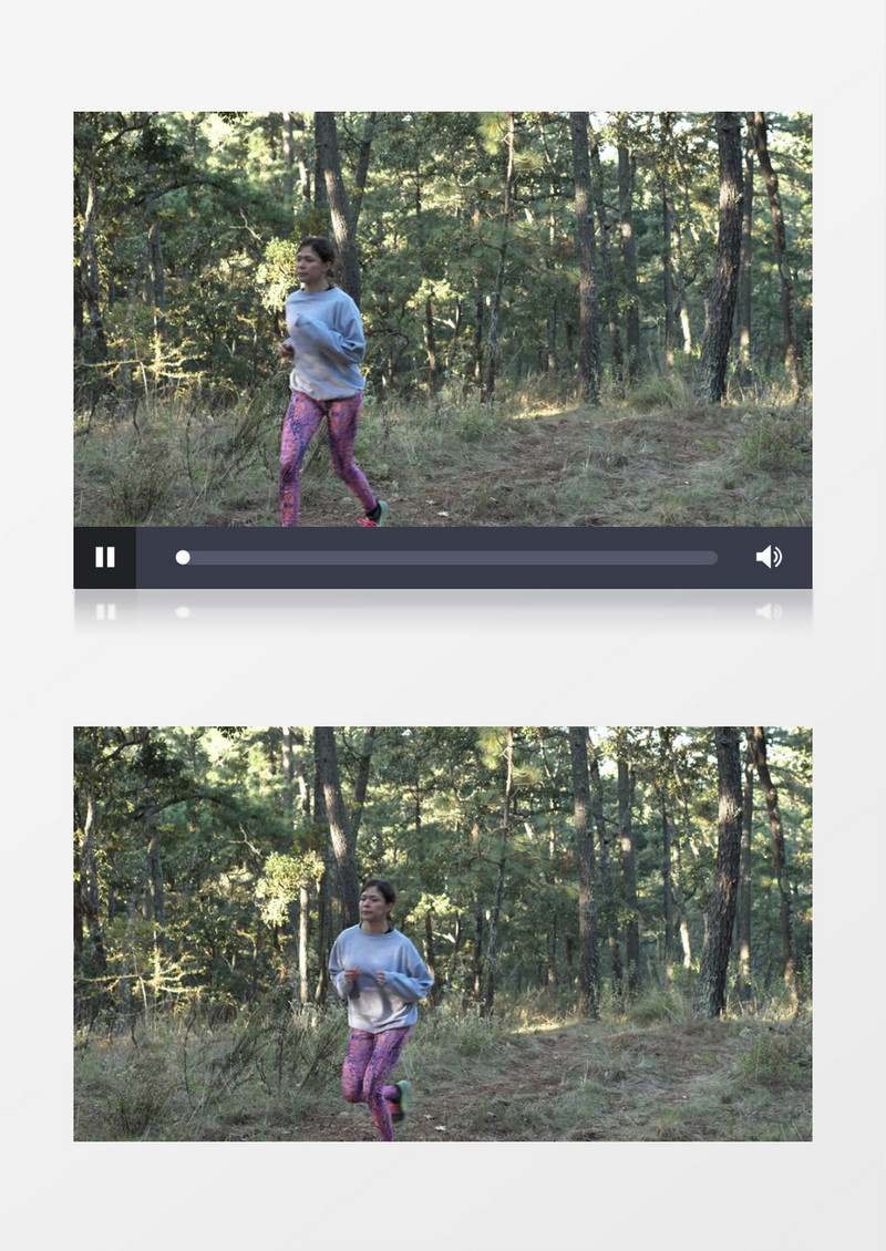 在森林跑步的女人实拍视频素材