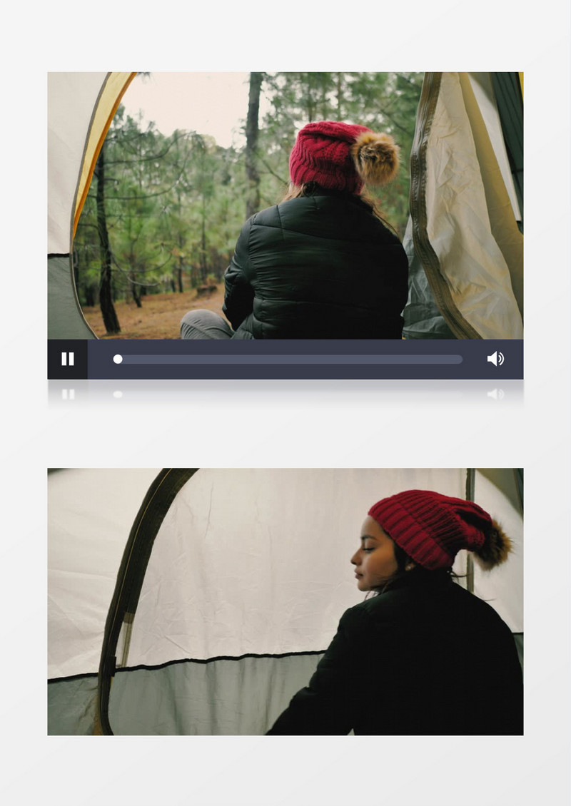  戴帽子的女孩打开帐篷实拍视频素材