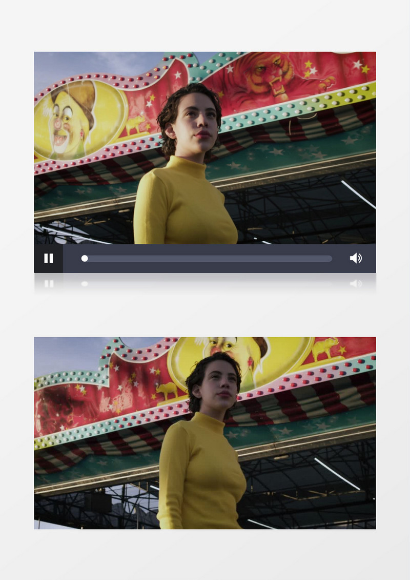 黄色卷发美女走在马戏团实拍视频素材