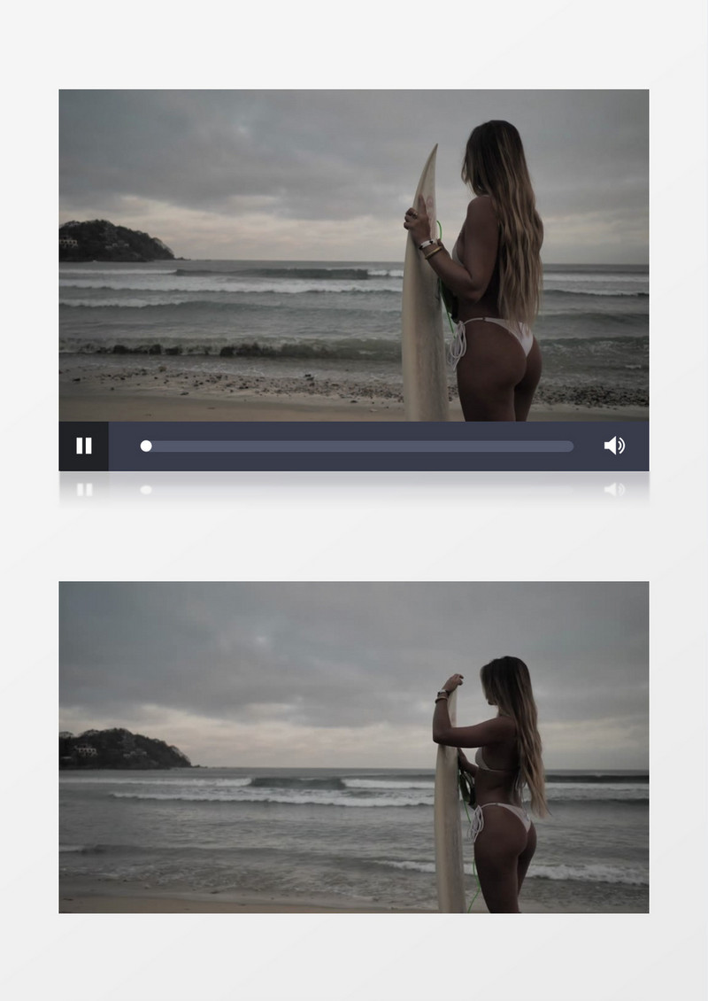 拿着冲浪板站在海边的女人实拍视频素材