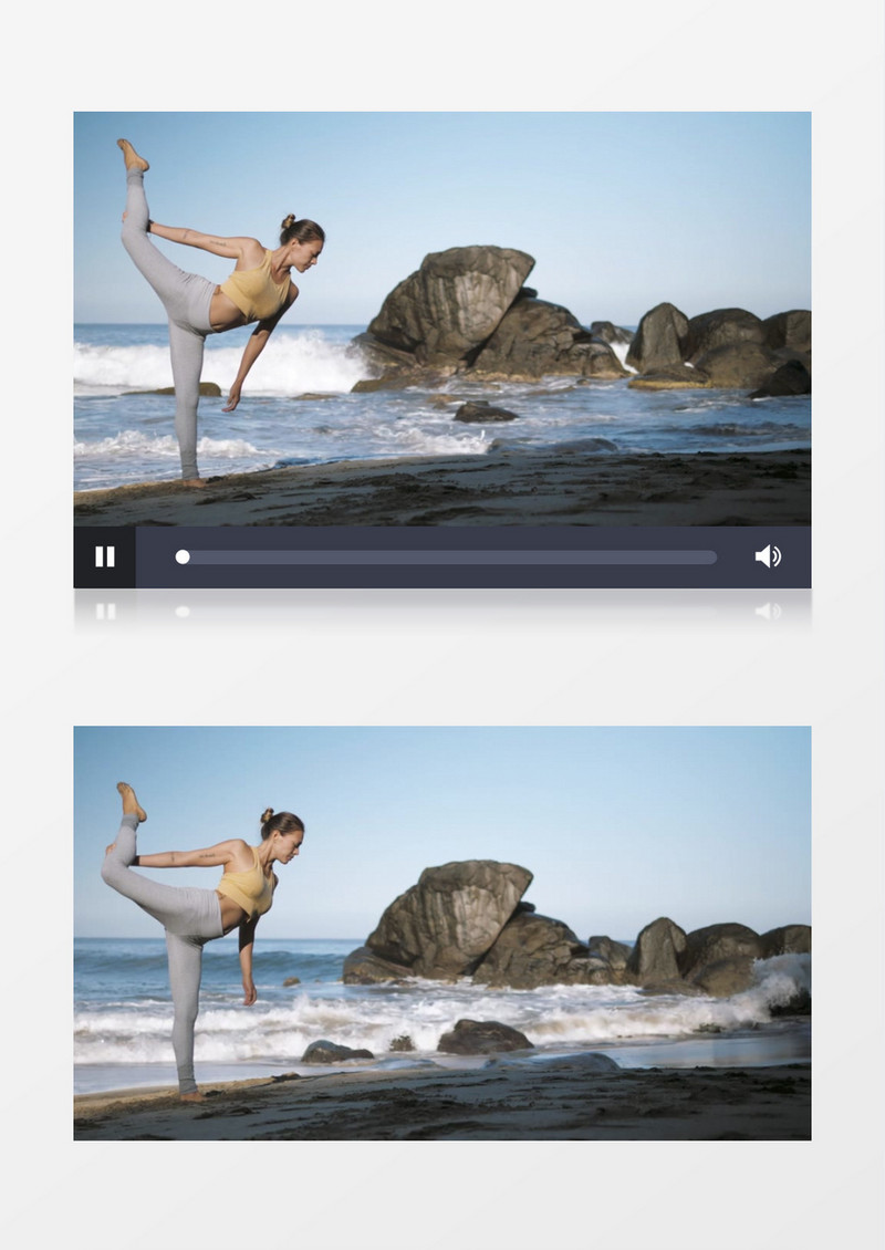 在海边做瑜伽的女人实拍视频素材