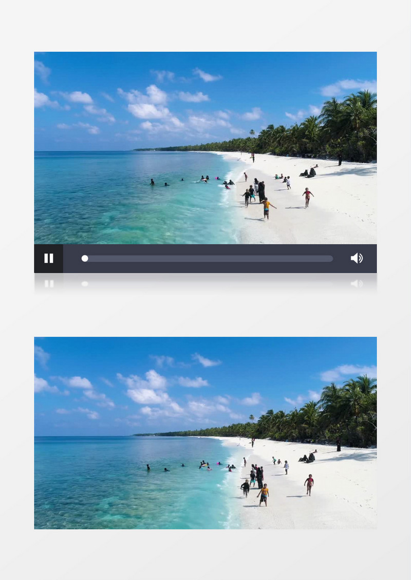湛蓝海滩孩子玩耍美丽风景实拍视频