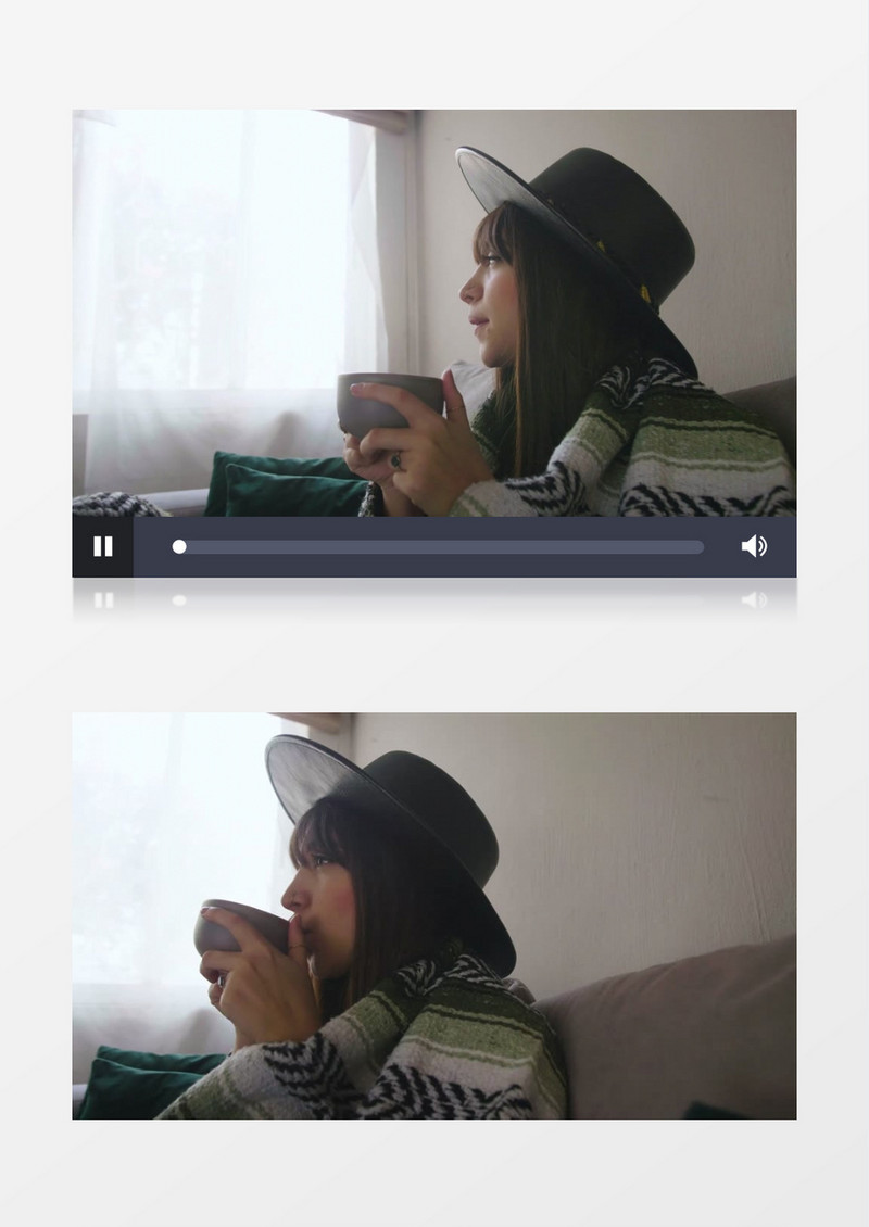 一个女人在家用杯子喝热饮实拍视频素材