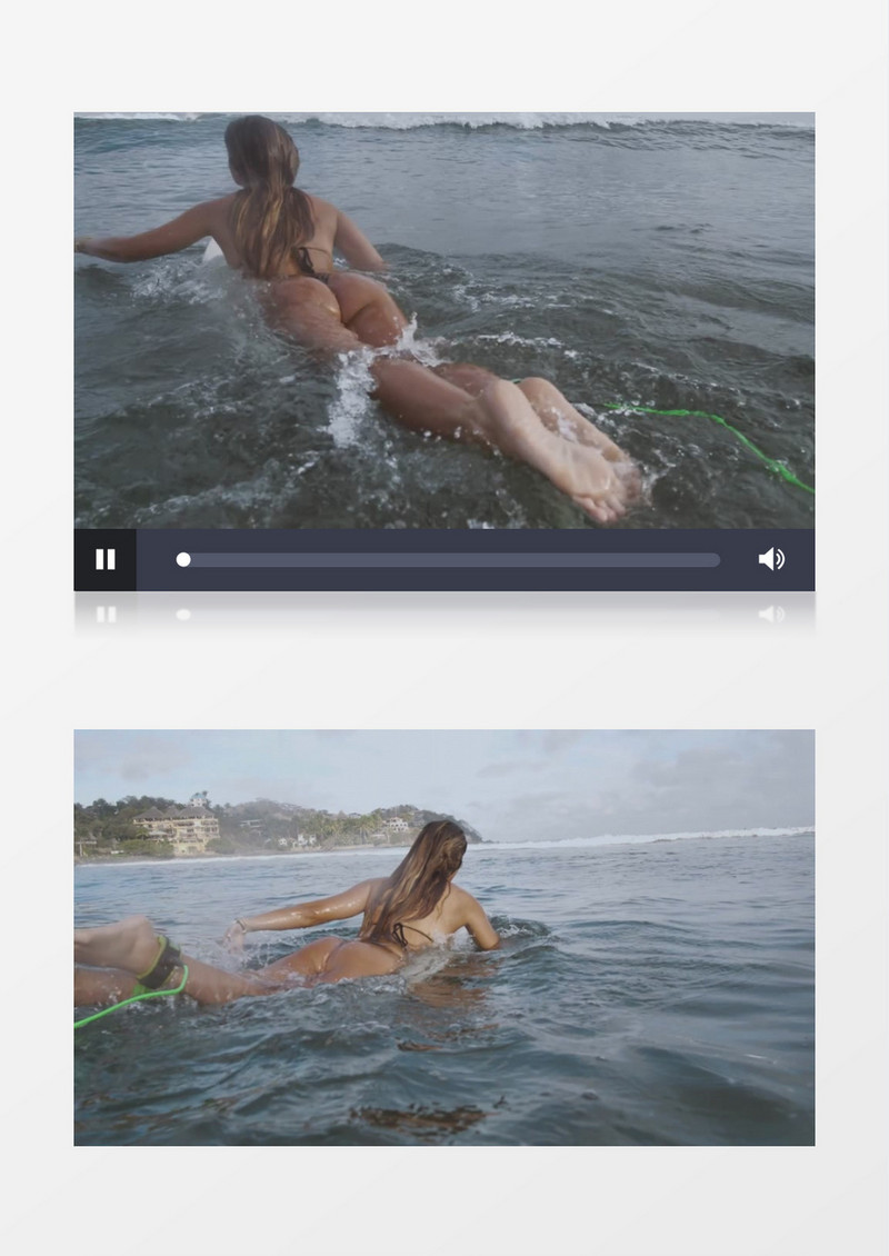 比基尼女孩在海里游泳实拍视频素材