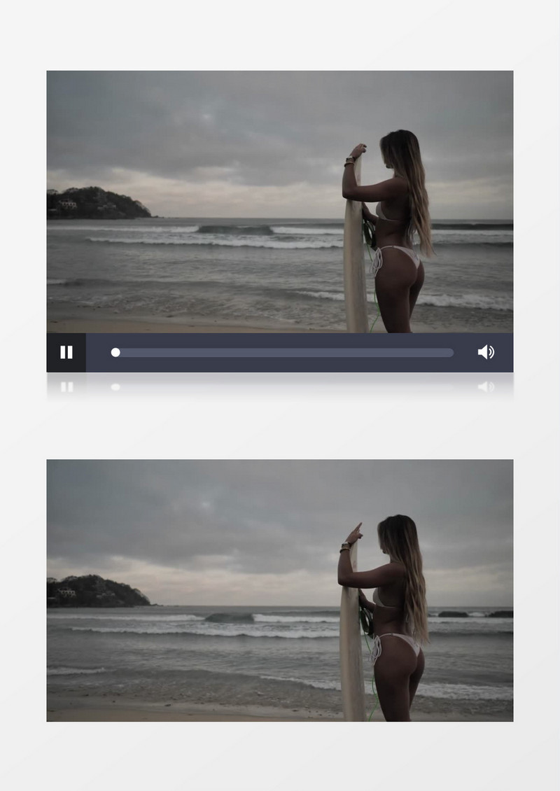 海边美女冲浪景色实拍视频