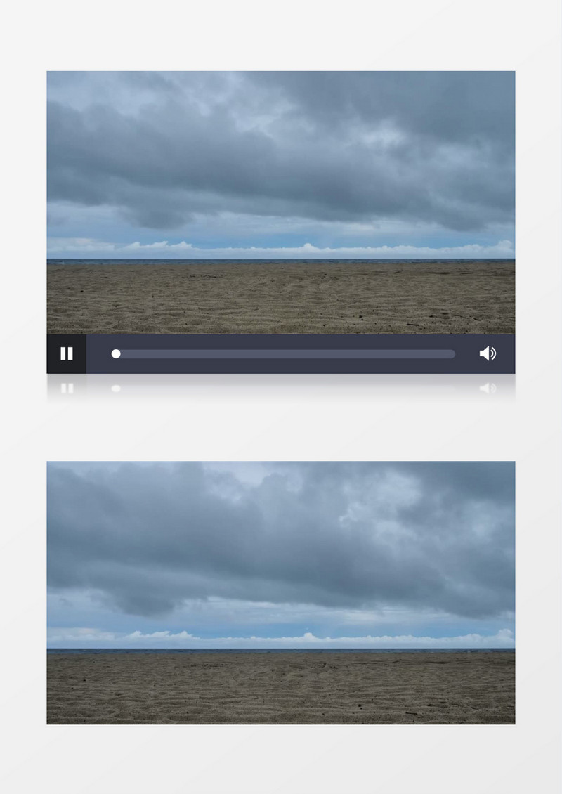 空荡荡的沙滩上云层快速移动天空实拍视频