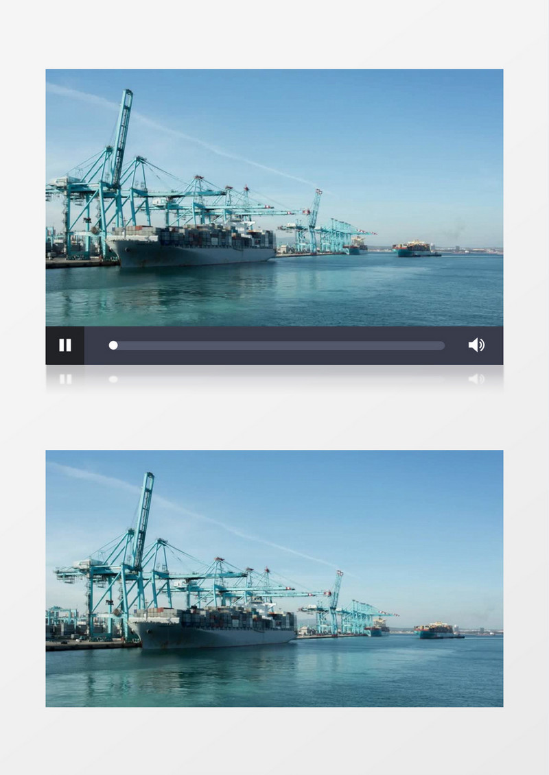 起重机码头卸货景色实拍视频