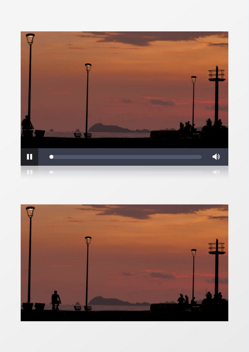 傍晚行人日落海滩码头实拍视频