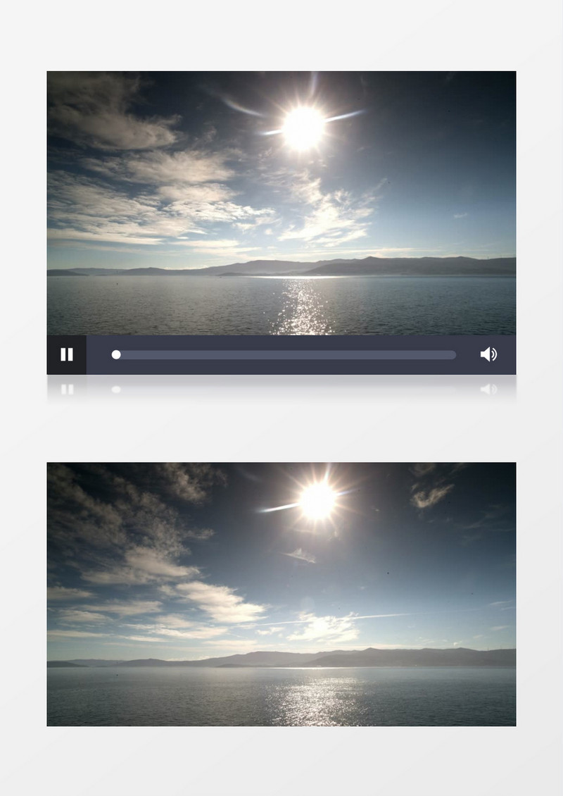 蓝天白云太阳映射在湖面上延时摄影实拍视频
