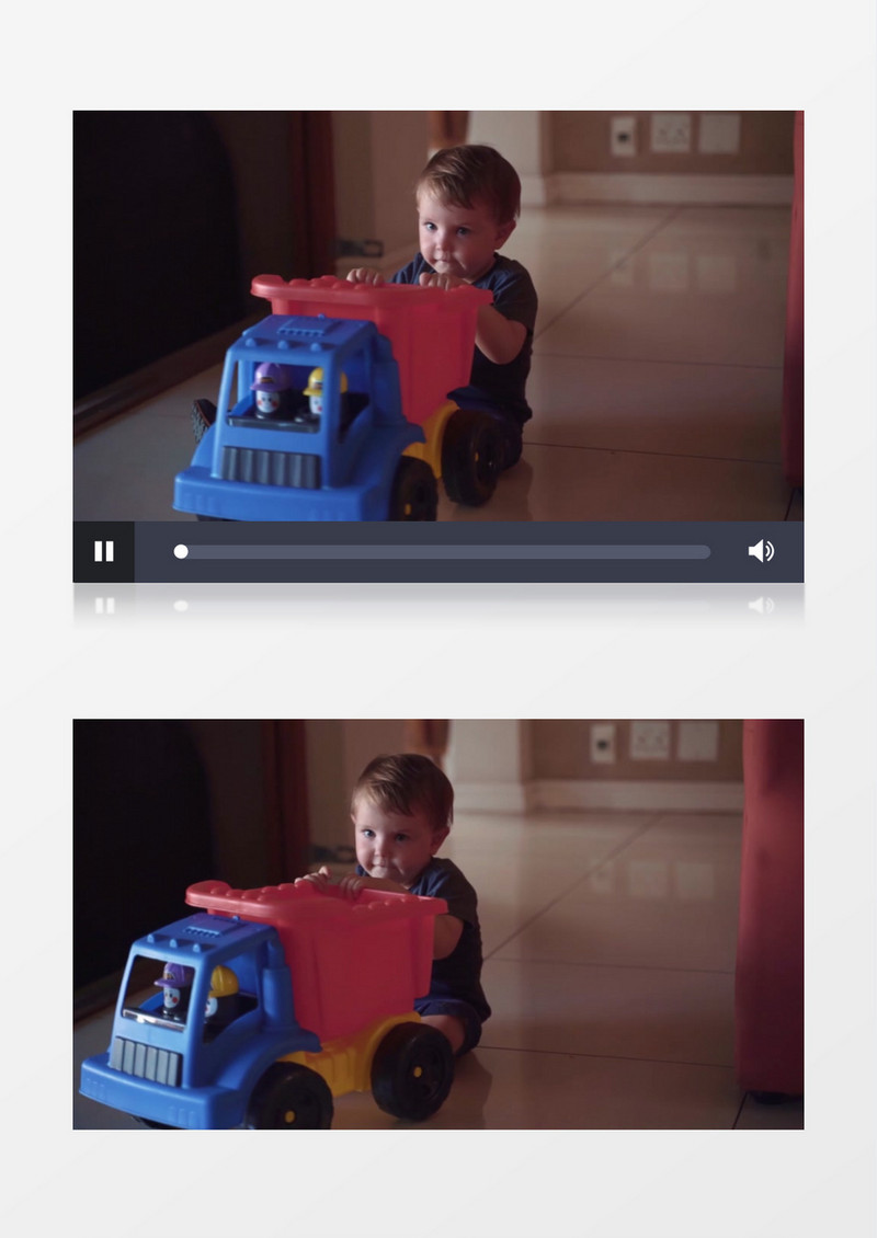 坐在地板上玩玩具车的男孩实拍视频素材