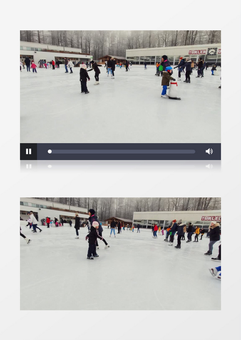 小朋友在滑冰场滑冰实拍视频素材