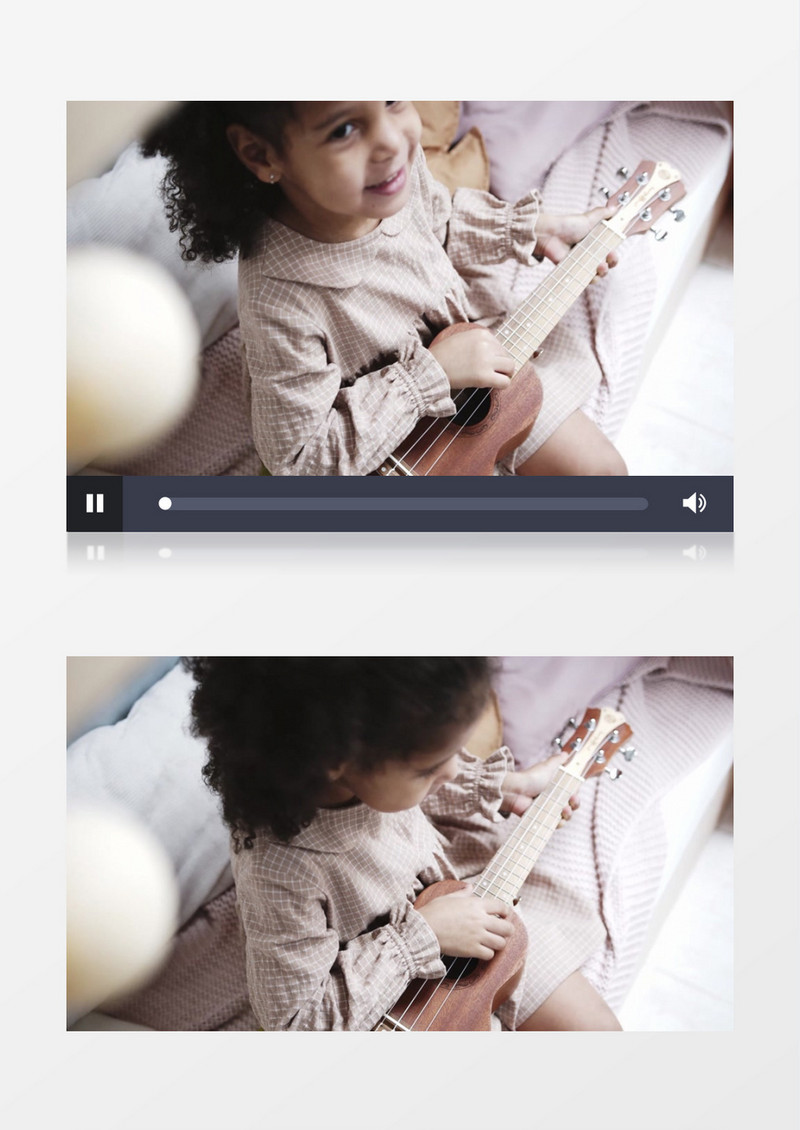 小女孩在弹奏乐器实拍视频素材