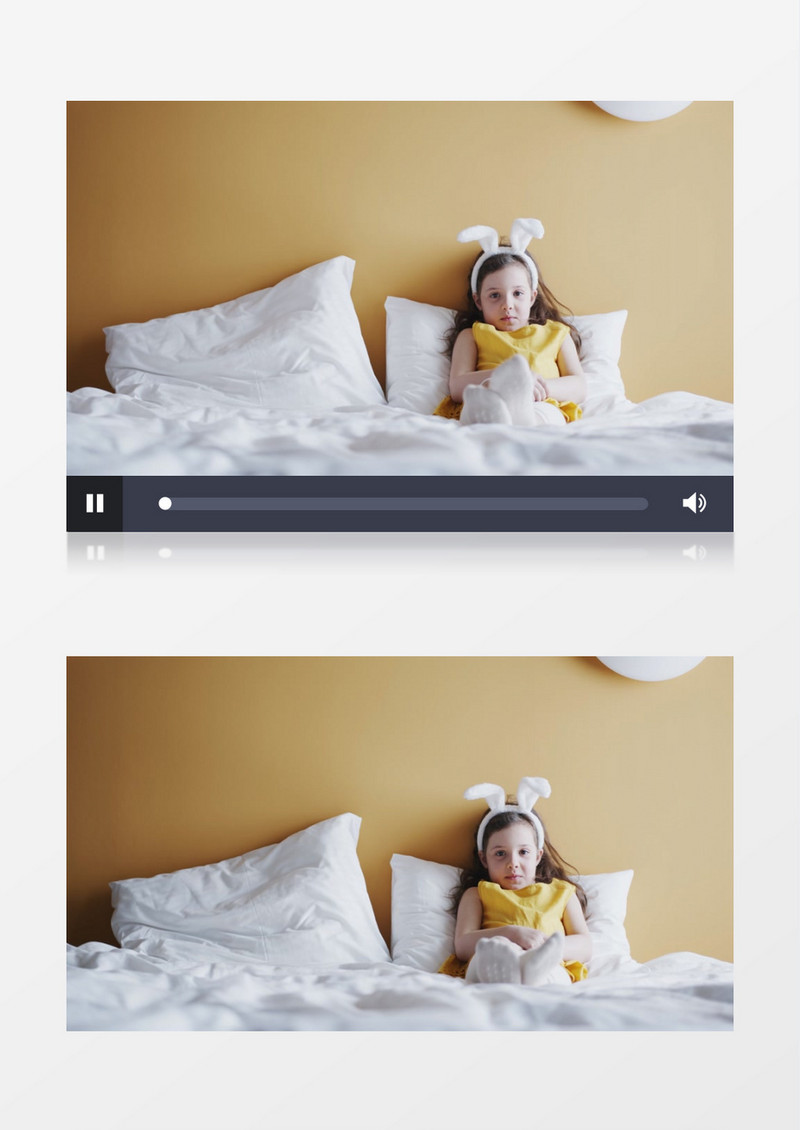 黄衣女孩躺在床上实拍视频素材