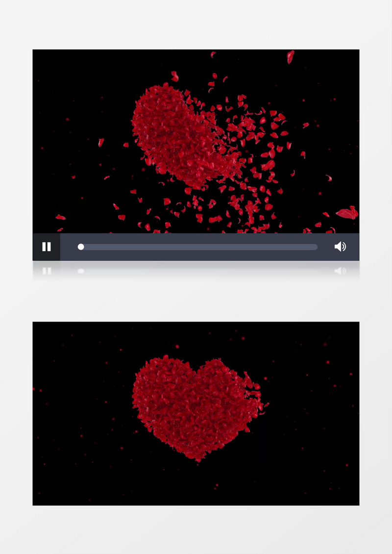 爱心花瓣飞散变成一朵朵花瓣带透明通道视频素材