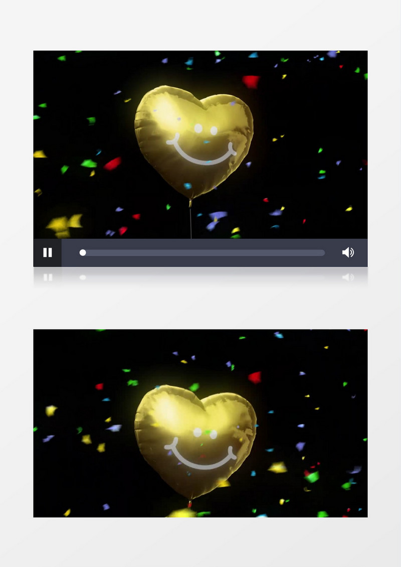 金色的爱心笑脸气球慢慢升起动态视频元素