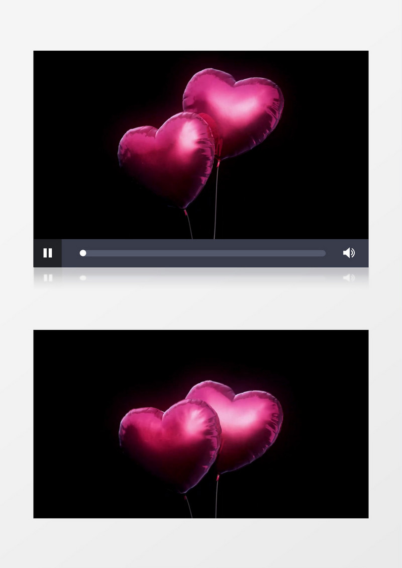 2个粉红色爱心气球缓缓飘起动态视频元素