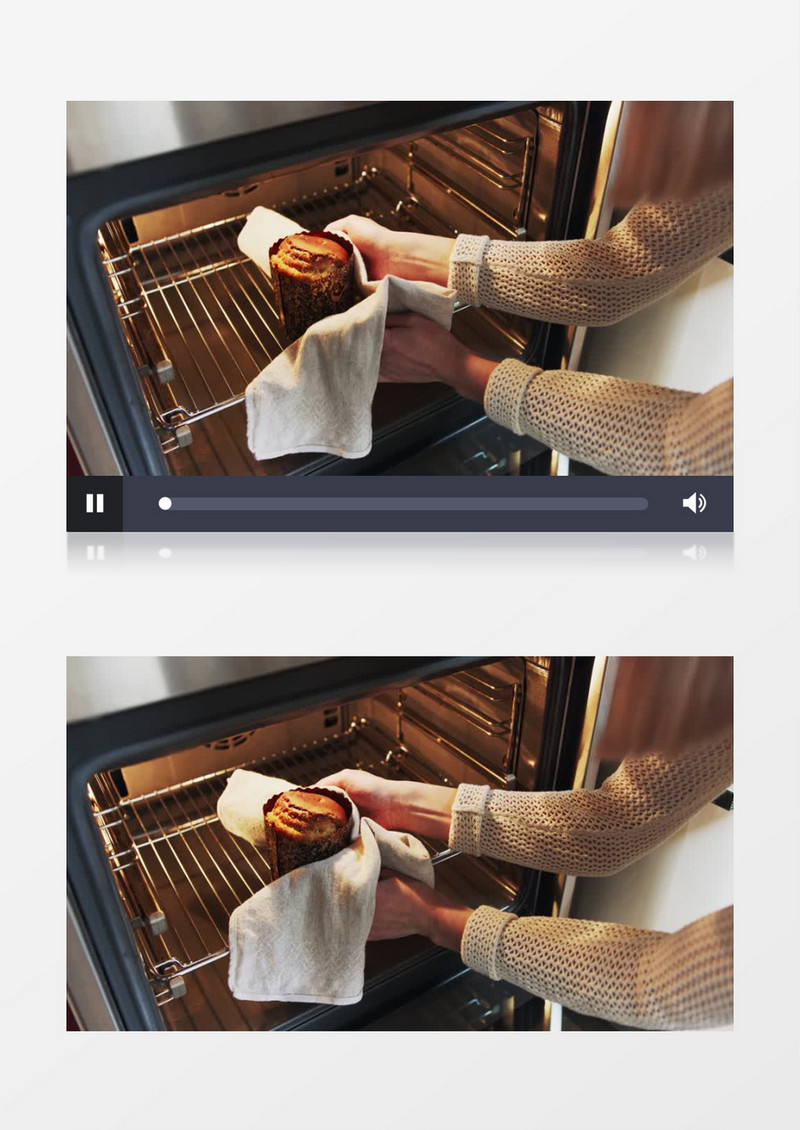 从烤箱拿出刚烤好的面包实拍视频素材