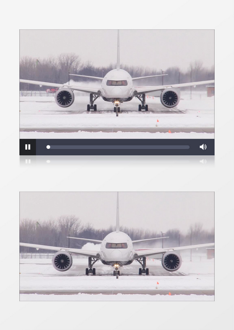 雪地滑行的飞机实拍视频素材