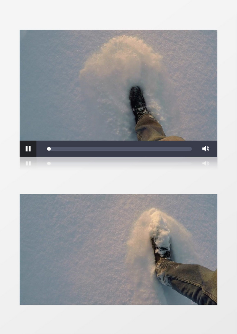 在大雪覆盖的地面上行走实拍视频素材